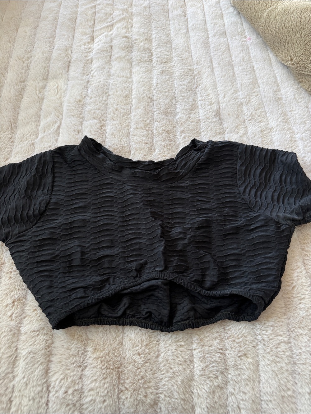 Booty by Brabants Size OS Black Textured Cropped Women's Top